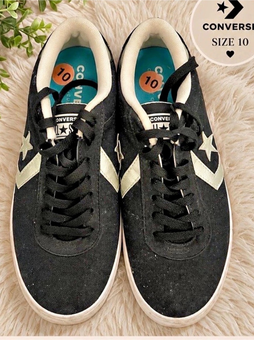 Converse Star Player 76 Low Top Black & White Sneakers US 10